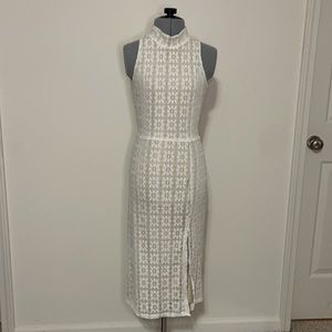 Sugarlips Whire Lace Midi Dress with Slit